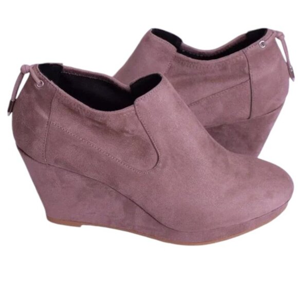 CL by Laundry Shoes - CL by Chinese Laundry Women's Faux Suede Viva Wedge Ankle Booties - Size 9.5M